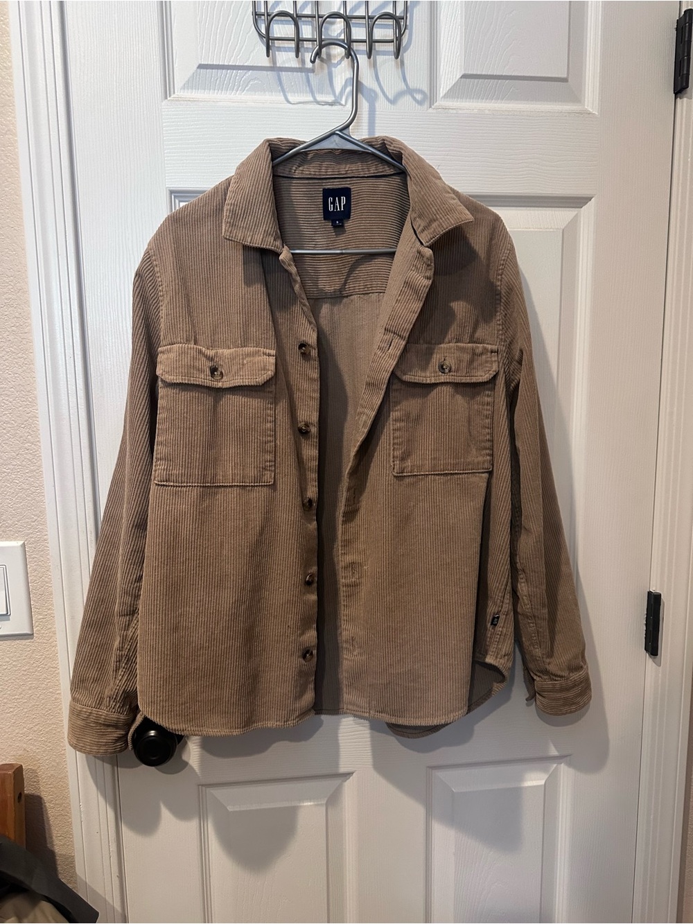 GAP Ribbed Corduroy Button-Up in Taupe